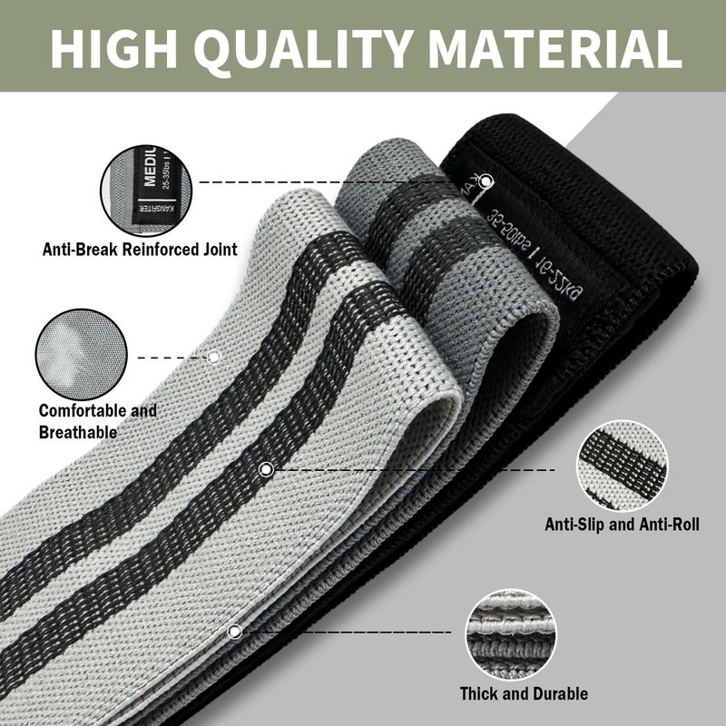 KANGFITER Non-Slip Fabric Resistance Bands for Working Out, Loop Exercise Bands for Booty Leg, Butt, Glute, Stretch Workout Bands for Women & Men, Hip Elastic Bands for Home Gym Fitness, Yoga, Pilates - Image 4